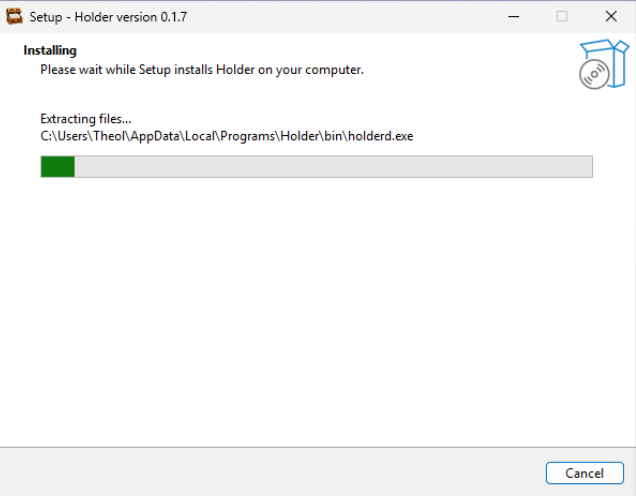 The Holder installer copying files